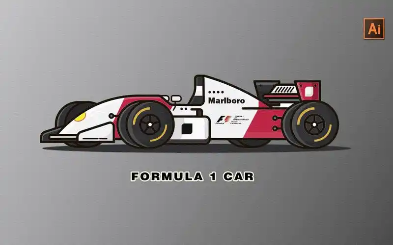 adobe illustrator - 绘制平面矢量赛车插图