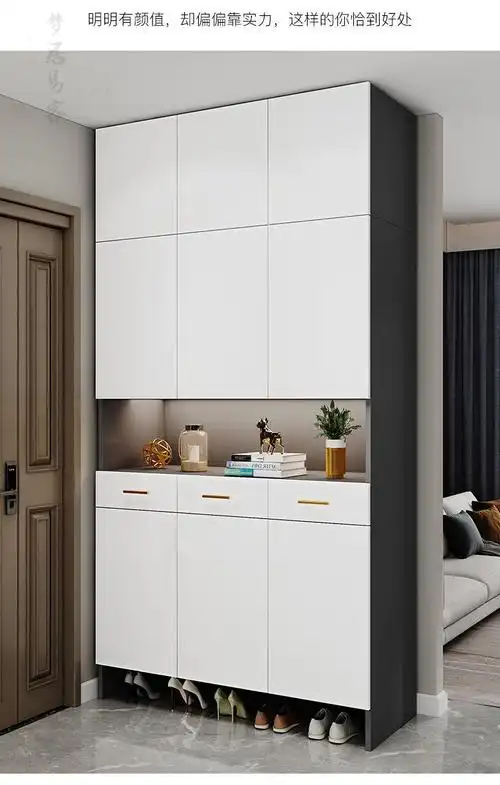 鞋柜衣柜一体家用门口大容量鞋柜入户玄关柜一体省空间经济型衣帽柜