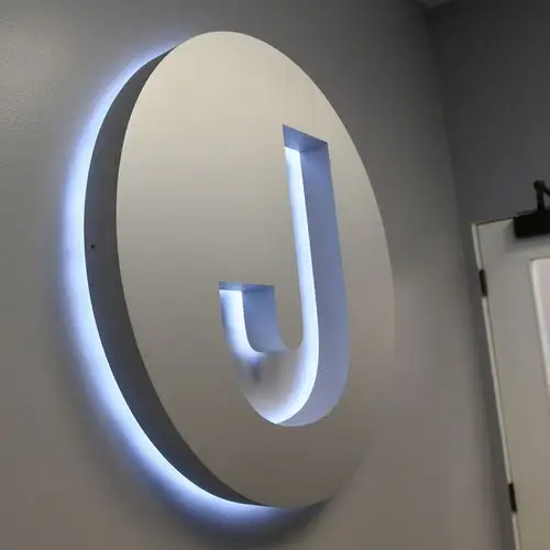 圆形发光logo定制形象墙带灯标识背发光标志形象招牌led发光字