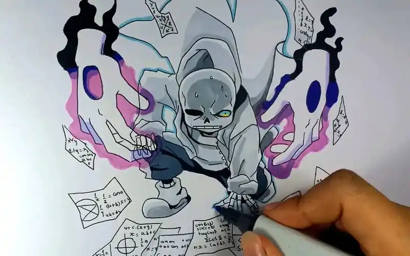 《传说之下》创意手绘:如何画出一个学霸sans?