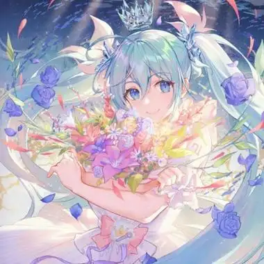 唐崎夜雨手绘插画可爱动漫头像自截女头初音未来