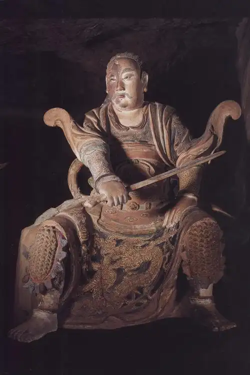 山西介休天桥明代彩塑真武坐像