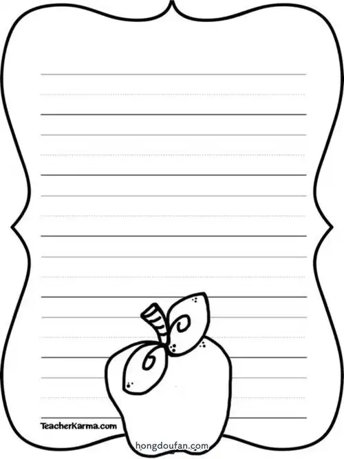 带有卡通苹果的空白a4作文横线纸背景-红豆饭小学生简笔画大全