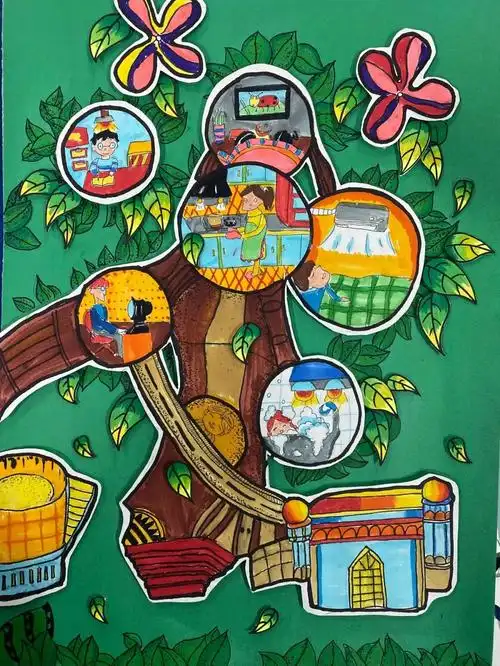 新学堂动态丨同学们在科幻画中,乘着想象的风帆,开启未来探索之旅