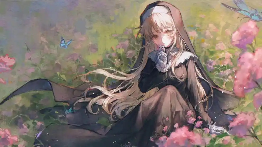 紫色翅膀动漫少女图片桌面壁纸