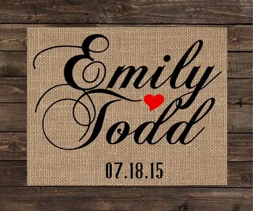 personalizedburlapweddingprintfabricartanniversarygifthomedecor