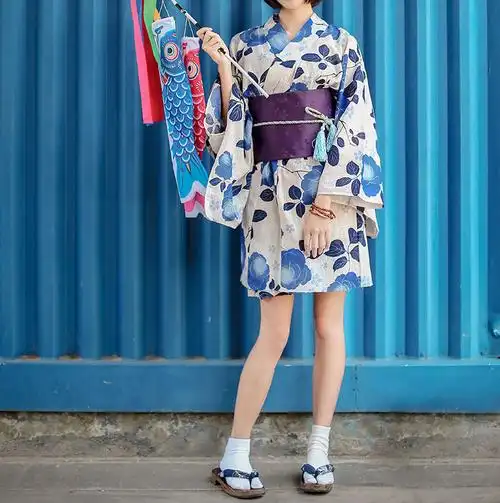 和服现货棉麻日本改良短款连衣裙浴衣cos复古连衣裙