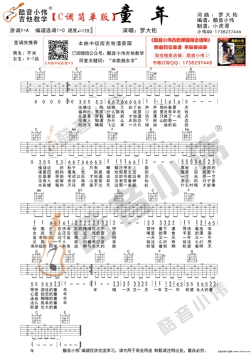 酷音小伟吉他弹唱教学吉他谱图片格式六线谱-明明简谱网