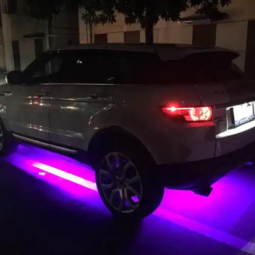 汽车led车底七彩底盘灯氛围装饰灯防水轮毂灯拖尾流光跑马手机app