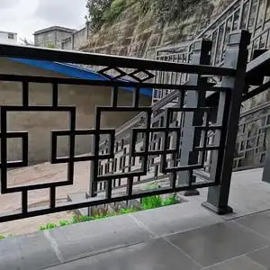 中式铝合金护栏 阳台楼梯小桥 仿古仿木栏杆 庭院中式铝栅栏 定制