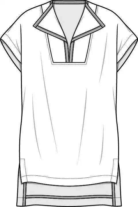 女士短袖长t服装设计矢量图-pop花型网