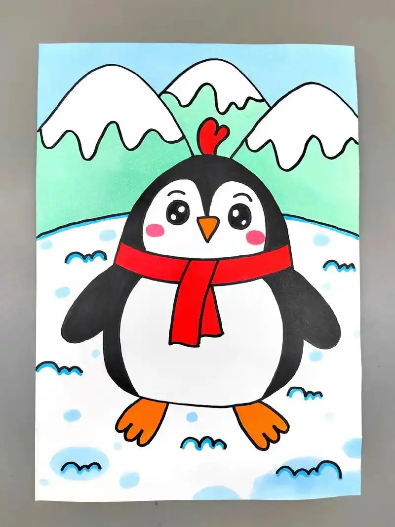 企鹅简笔画!超简单的小企鹅创意绘画来啦,一看就会,胖嘟嘟的小 - 抖音