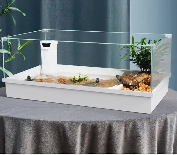 乌龟缸带晒台造景别墅家用玻璃养龟缸水陆两用特大号大型养龟神器特大