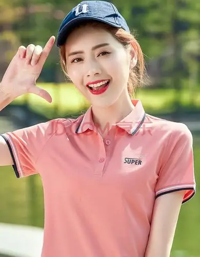 咕嘟咪翻领短袖女2021新款夏季女装带领t恤宽松大码女士运动polo衫