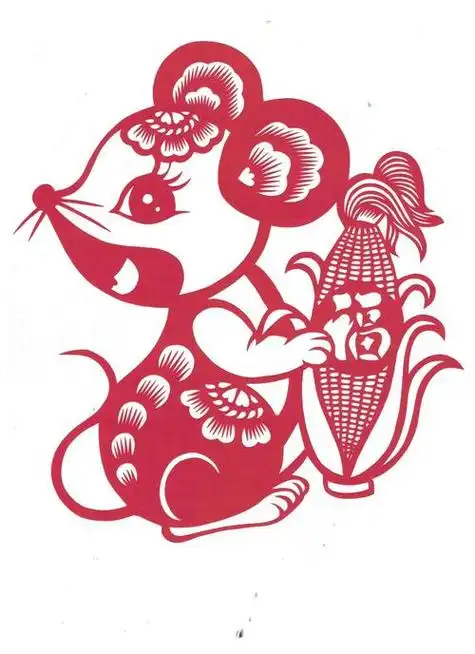 玉鼠迎春剪纸
