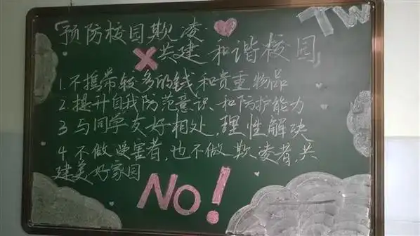 预防校园欺凌  守护身心健康——棠外初中公寓开展"防欺凌"主题黑板报
