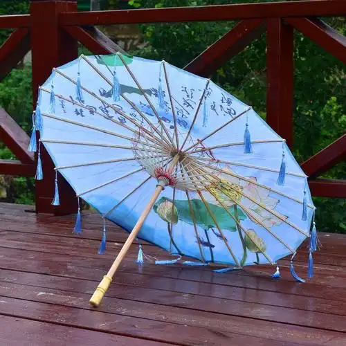 油纸伞女古风 舞蹈伞演出绸布伞 中国风防雨装饰流苏汉服古风古典