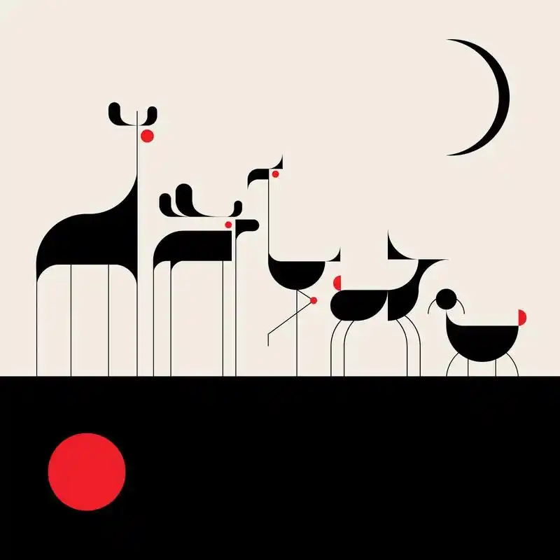 设计佳作欣赏高度概括的几何形动物插画