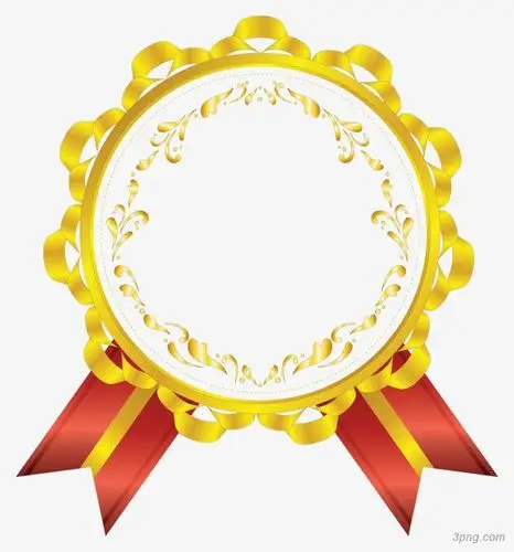 金色勋章png素材透明免抠图片-边框纹理