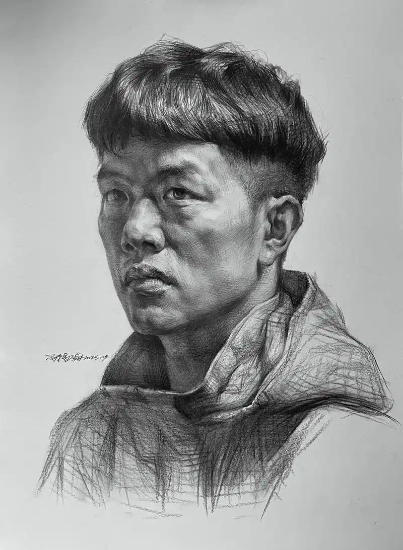 素描头像-年轻小伙#素描 #美术生 #画画 #素描头像 #美 - 抖音