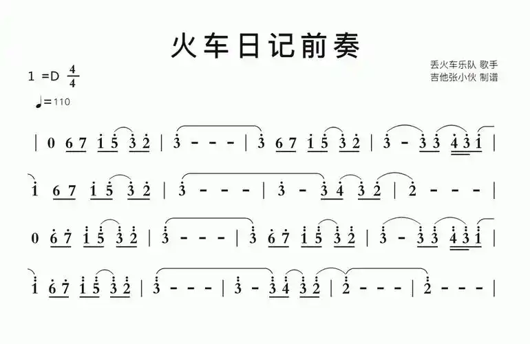 火车日记前奏智能简谱-苍强曲谱