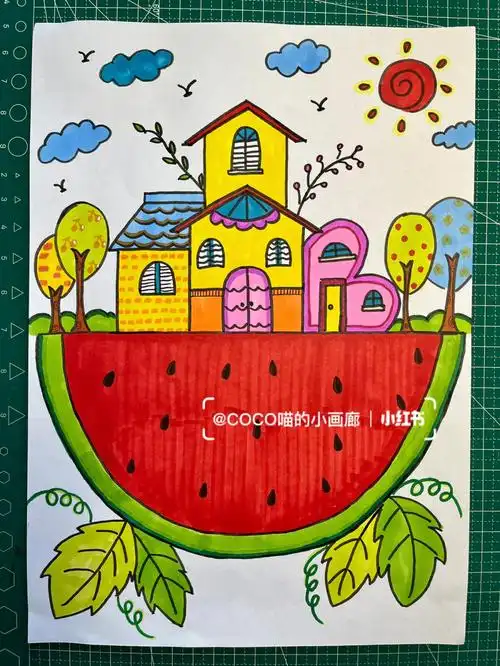 马克笔儿童画  #创意美术儿童画  #儿童创意美术  #马克笔绘画