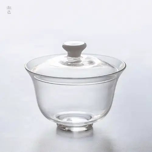玻璃盖碗高硼硅透明耐热烫手白玉耐高温防烫日式盖碗