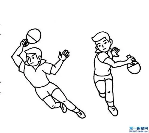 打乒乓球简笔画 双人打乒乓球简笔画