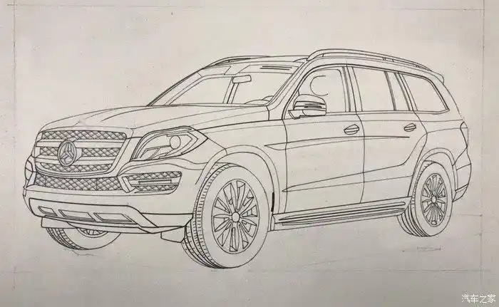 彩铅手绘奔驰gl