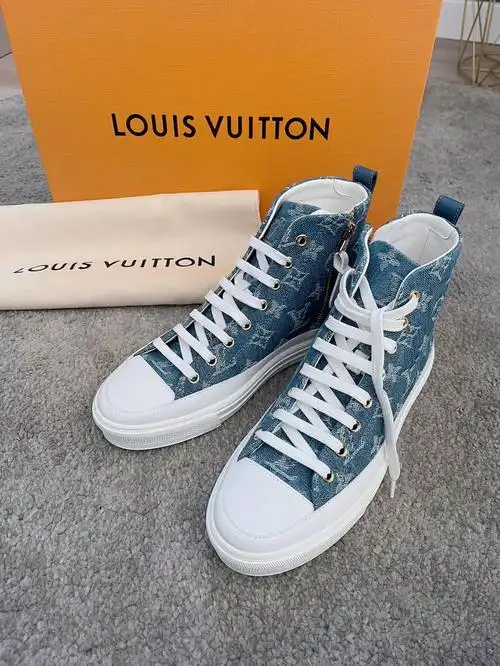 lv牛仔丹宁高帮帆布鞋终于淘到了