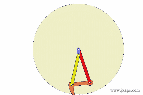 用一个双曲柄机构模拟犁爪运动
