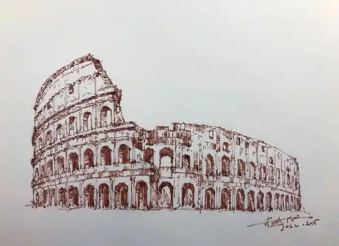 步骤过程罗马建筑速写今日示范稿