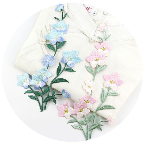 包邮中国风刺绣兰花布贴花衣服羽绒服牛仔裤破洞补丁贴装饰贴背胶