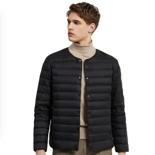 bosideng 波司登 男士灰鸭绒按扣v领短款轻薄羽绒服b90130005_8056