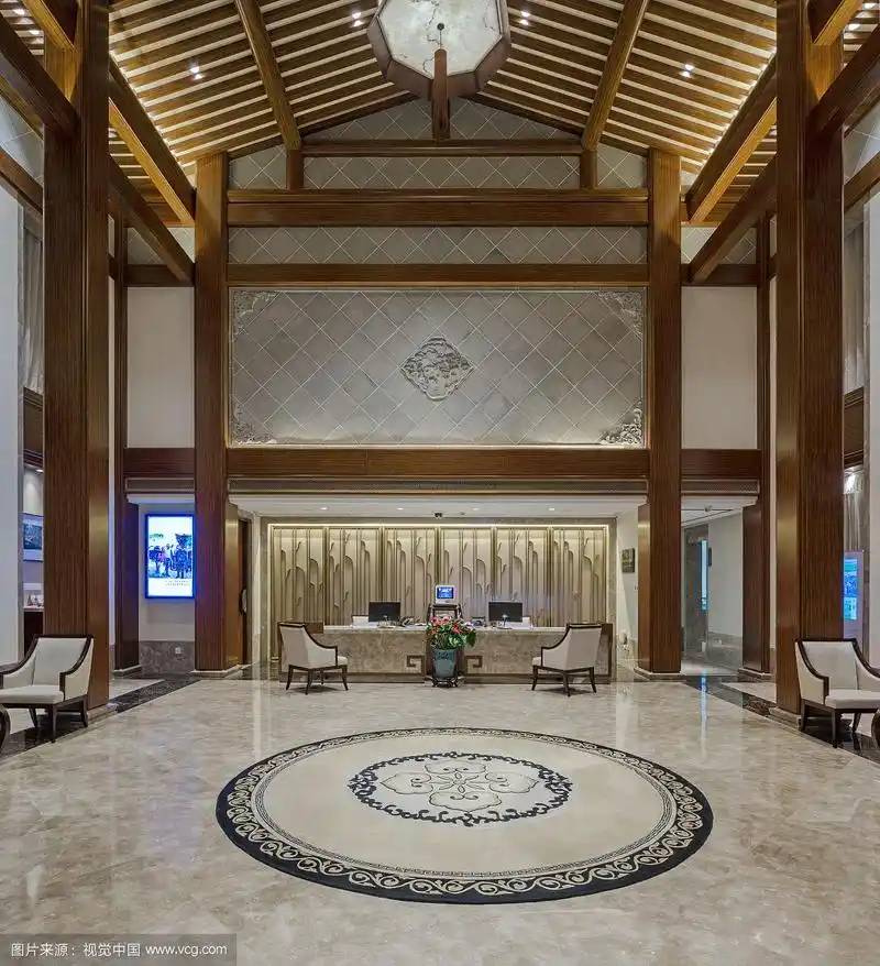 现代中式建筑酒店大堂