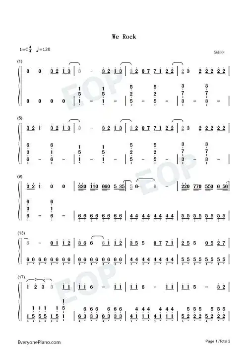 we rock-c调简单版-青春有你第三季主题曲双手简谱预览1