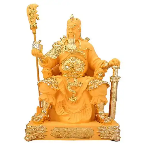 沙金关公招财摆件武财神二爷神像家居客厅店铺装饰摆件