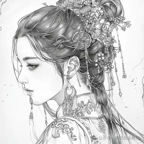 又一波15张绝美古风美女线稿