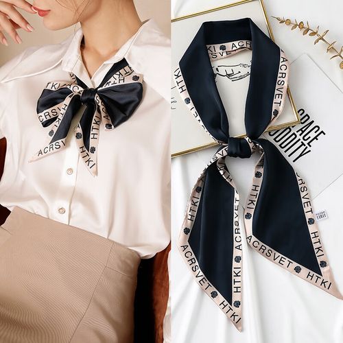 狮奥利兴长条丝巾搭配衬衫小女百搭春秋夏季细窄新款2024衬衣发带围巾