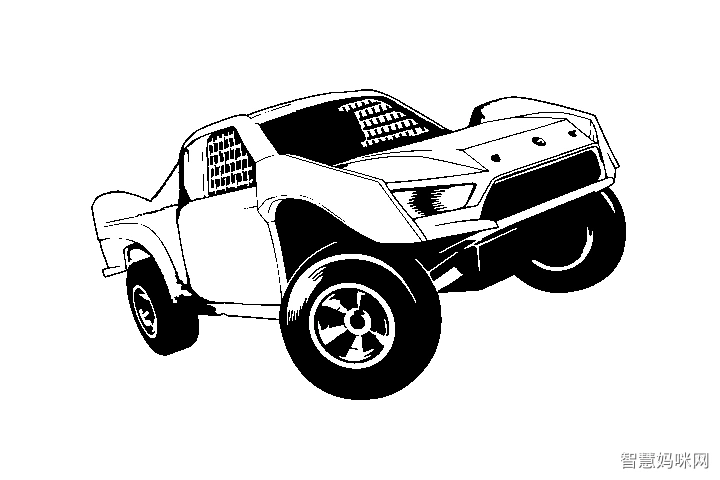 各种风火轮赛车的涂色画