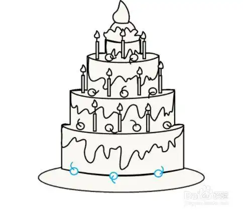 如何画生日蛋糕和蜡烛