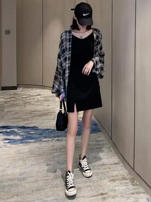 气质2021年春夏新款内搭外穿收腰显瘦高腰遮胯连衣裙