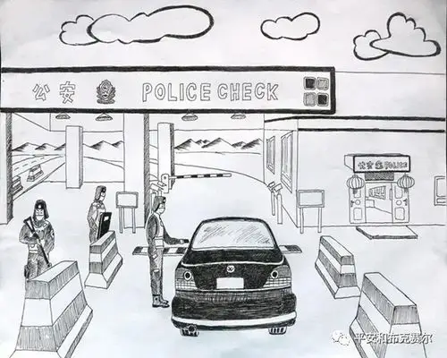 和布克赛尔蒙古自治县公安局 警营画师巴格达热 抗击疫情的一组铅笔画