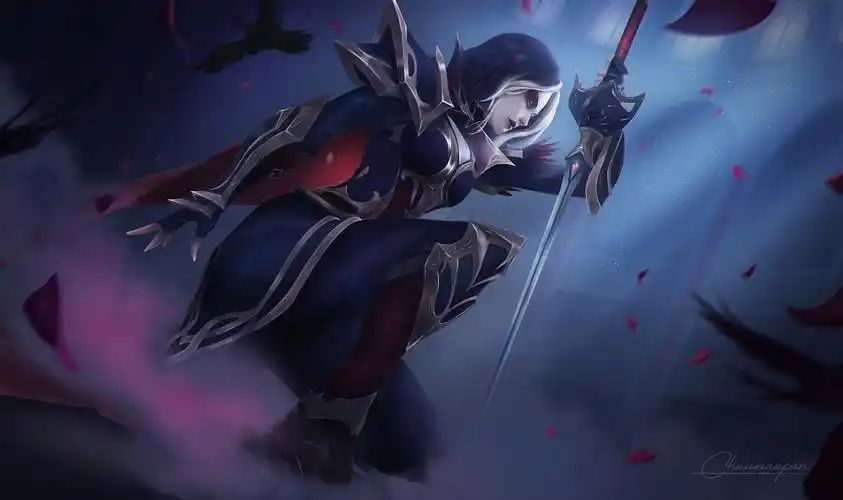 英雄联盟剑姬夜鸦同人插画nightravenfiorafanart