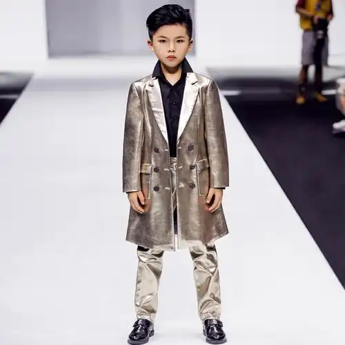 男童儿童西装皮衣礼服套装2022新款外套演出服夹克