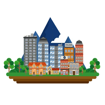 矢量卡通城市建筑高楼群