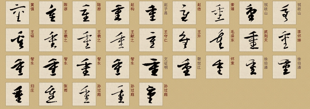 草书重字怎么写好看图片