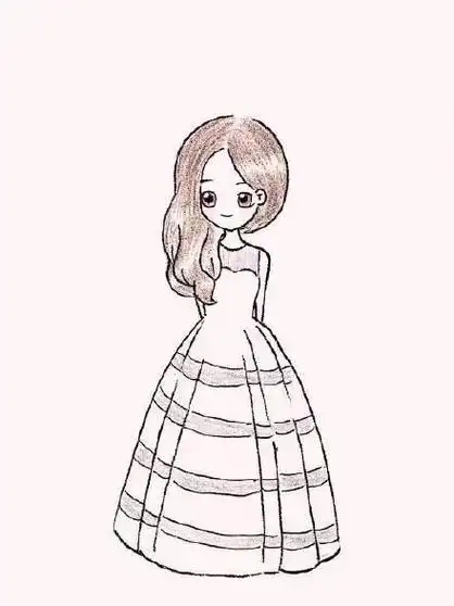 穿婚纱的小仙女简笔画画法彩色