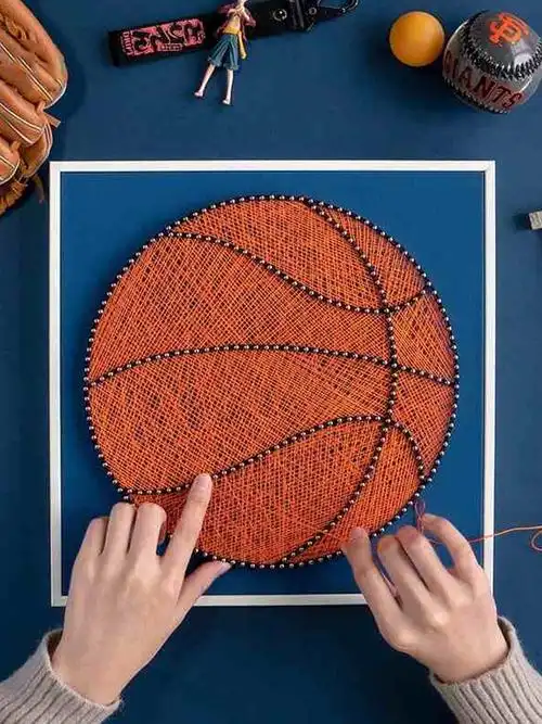 弦丝画diy手工亲手制作材料创意送男朋友礼物篮球钉子画绕线画