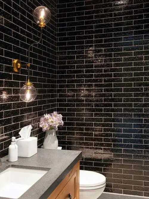 黑色劈开砖卫生间浴室墙砖民宿酒店壁炉瓷砖